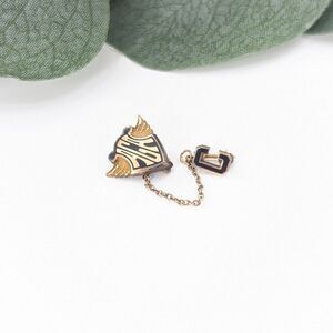 Vintage 10k Klein Lapel Pin Tack Wings AGA "C" with Guard Chain